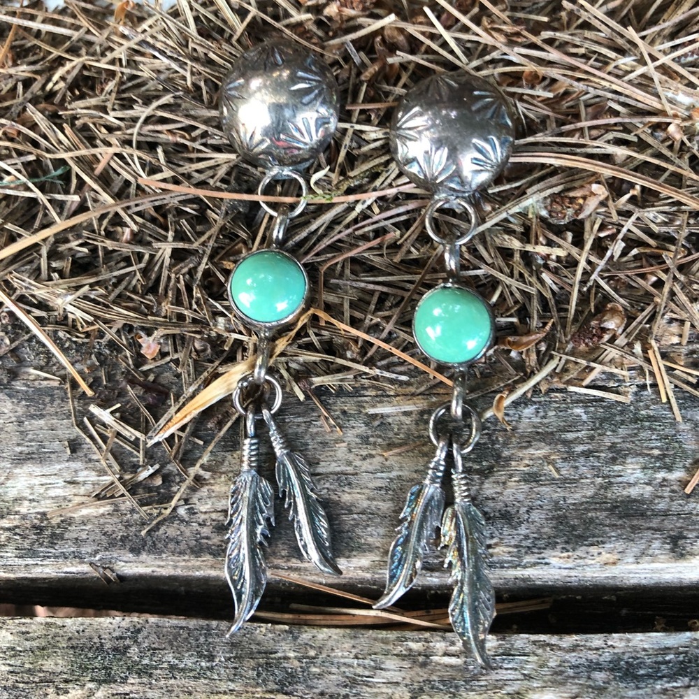 Native American sterling feather earrings